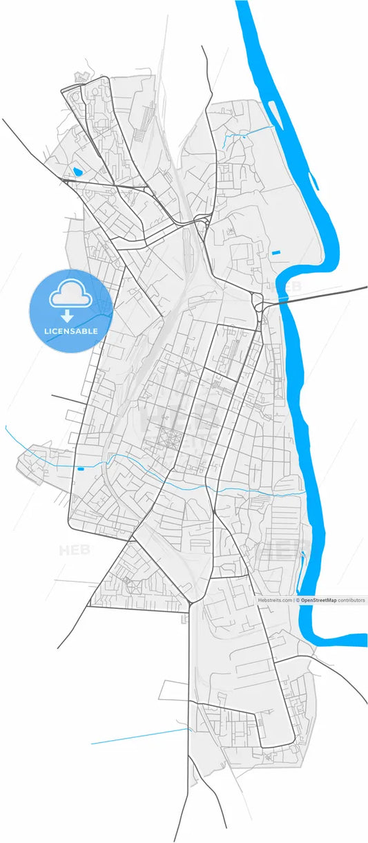 Bender (Tighina), Bender municipality, Moldova, high resolution vector map - Instant download PDF and JPG
