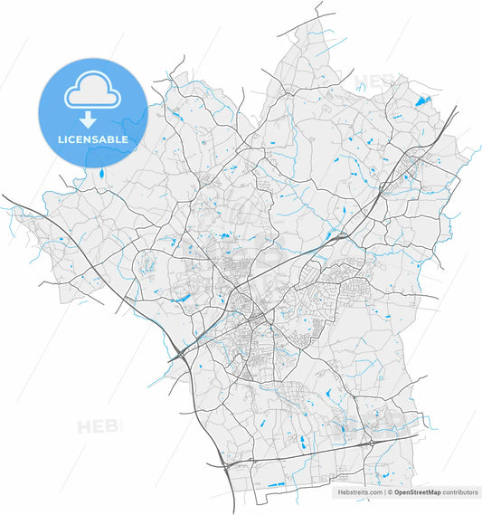 Brentwood, East of England, England, high resolution vector map - Instant download PDF and JPG