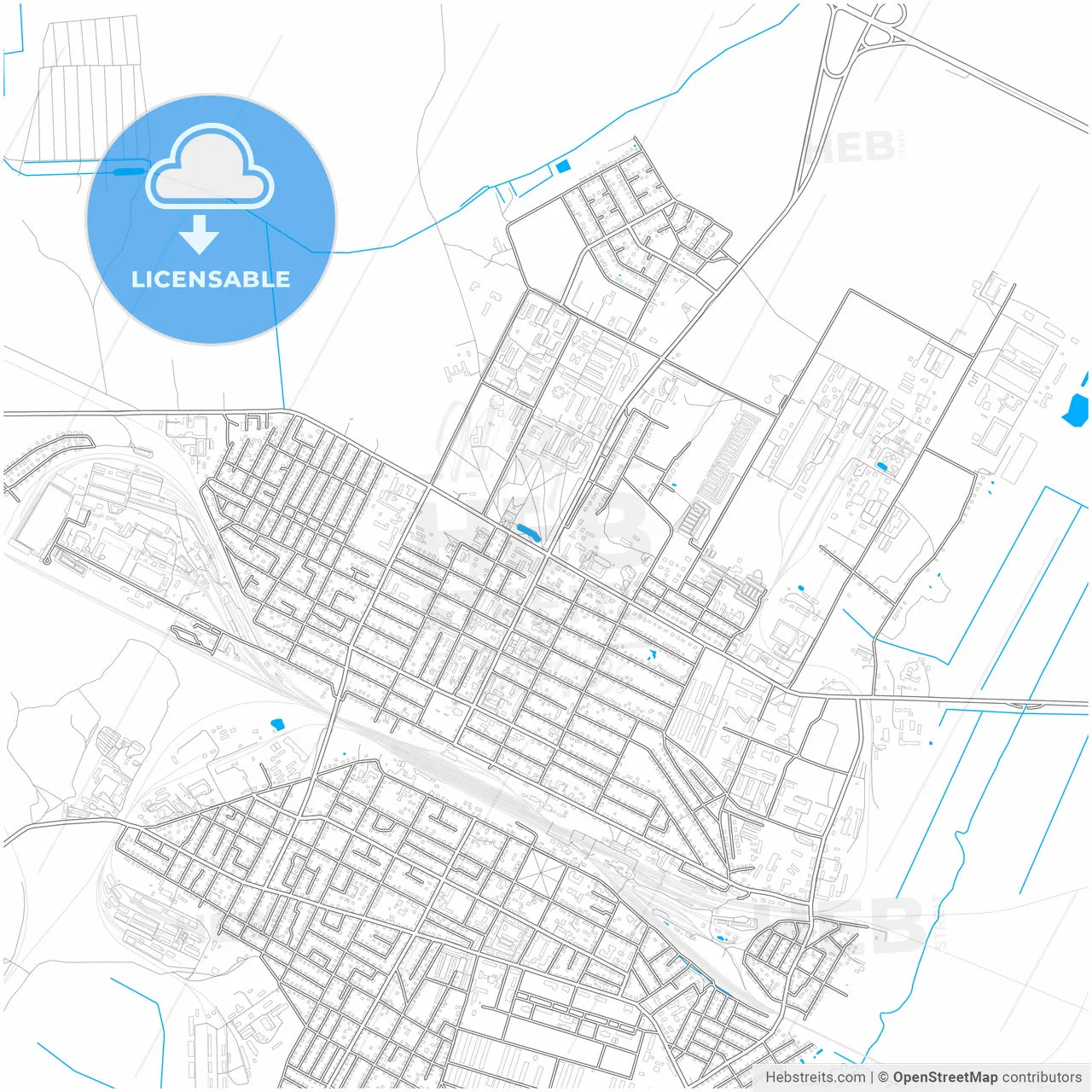 Asipovichy, Rajon, Belarus, city map with high resolution roads.