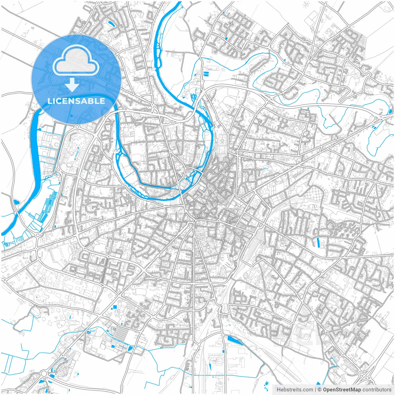 Niort, Deux-Sèvres, France, city map with high resolution roads.