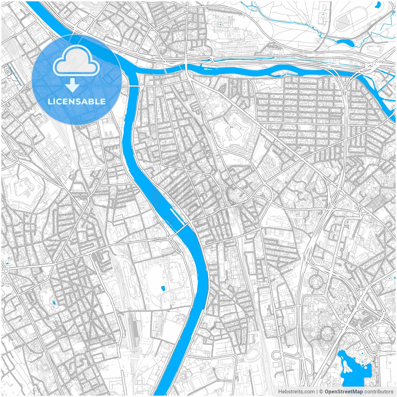Alfortville, Val-de-Marne, France, city map with high resolution roads.