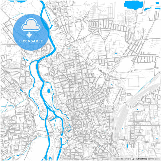 Halle (Saale), Saxony-Anhalt, Germany, city map with high resolution roads.