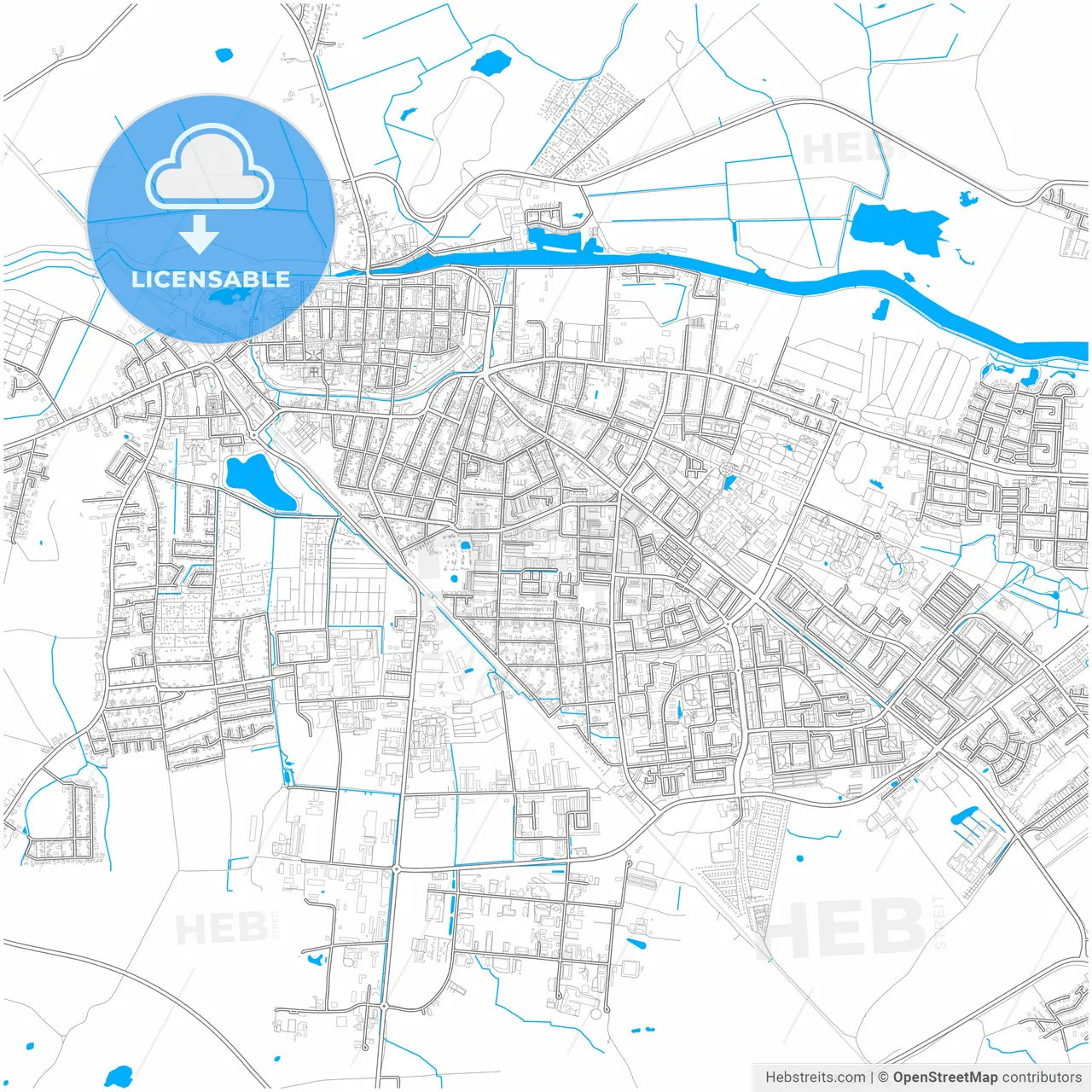Greifswald, Mecklenburg-Western Pomerania, Germany, city map with high resolution roads.