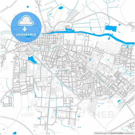 Greifswald, Mecklenburg-Western Pomerania, Germany, city map with high resolution roads.