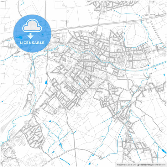 Eschweiler, North Rhine-Westphalia, Germany, city map with high resolution roads.