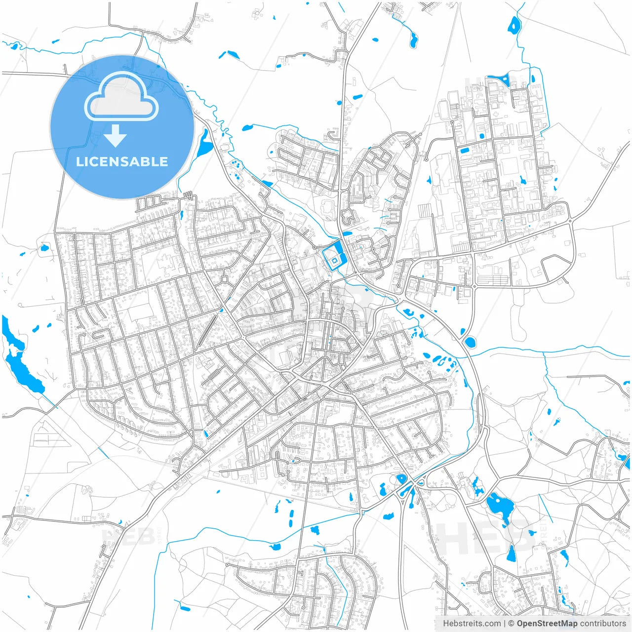 Ahrensburg, Schleswig-Holstein, Germany, city map with high resolution roads.