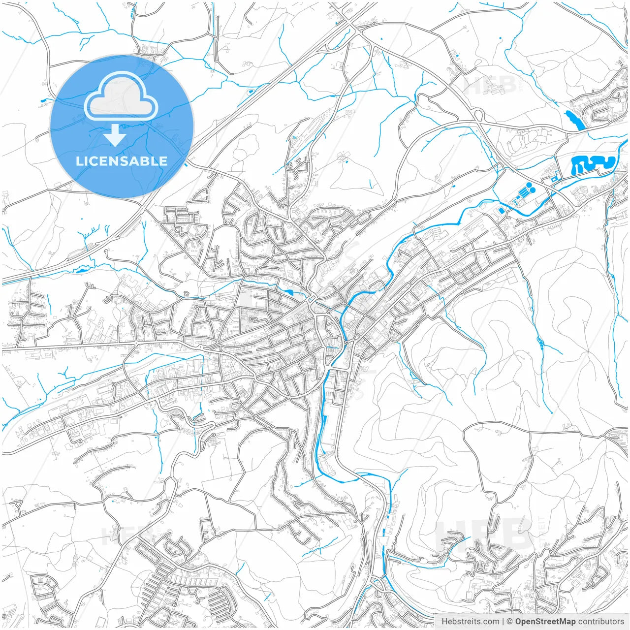 Gevelsberg, North Rhine-Westphalia, Germany, city map with high resolution roads.
