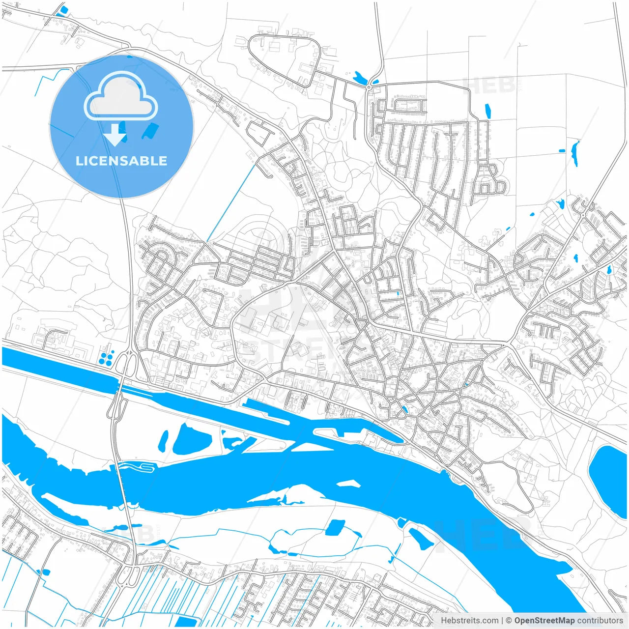 Geesthacht, Schleswig-Holstein, Germany, city map with high resolution roads.