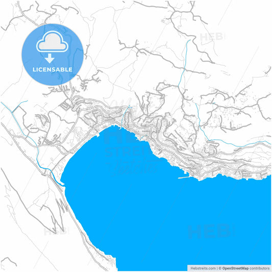 Herceg Novi, Coastal, Montenegro, city map with high resolution roads.