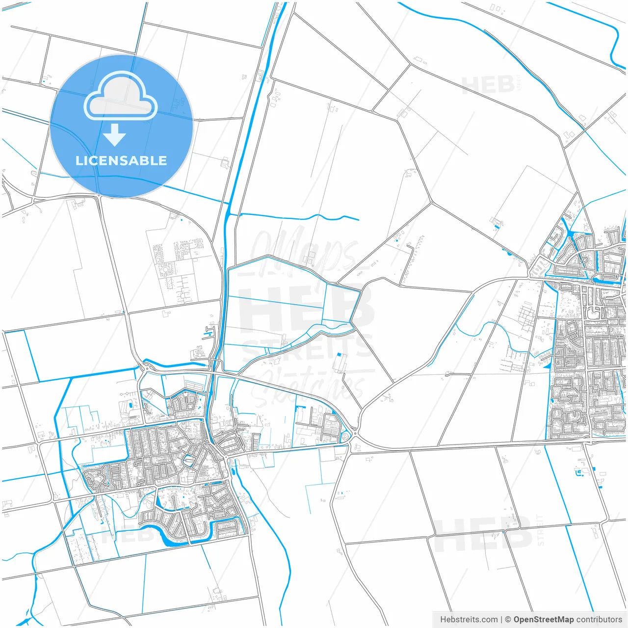 Goeree-Overflakkee, South Holland, Netherlands, city map with high resolution roads.