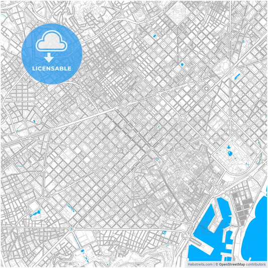 Eixample, Barcelona, Spain, city map with high resolution roads.