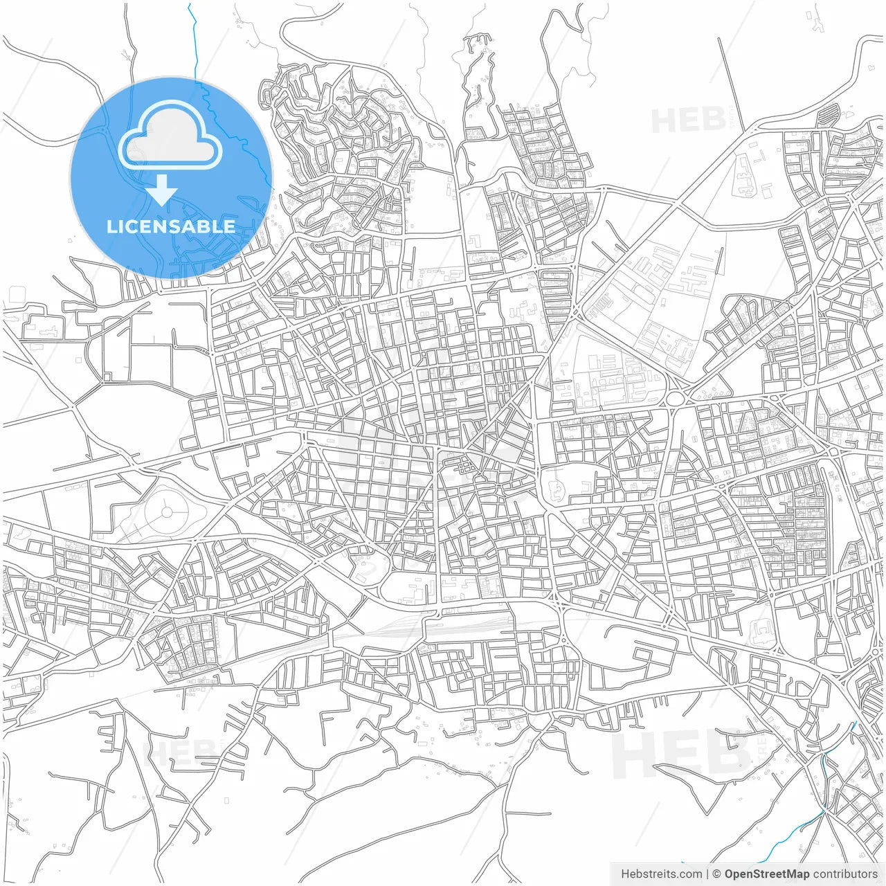 Elâzığ, Elâzığ, Turkey, city map with high resolution roads.