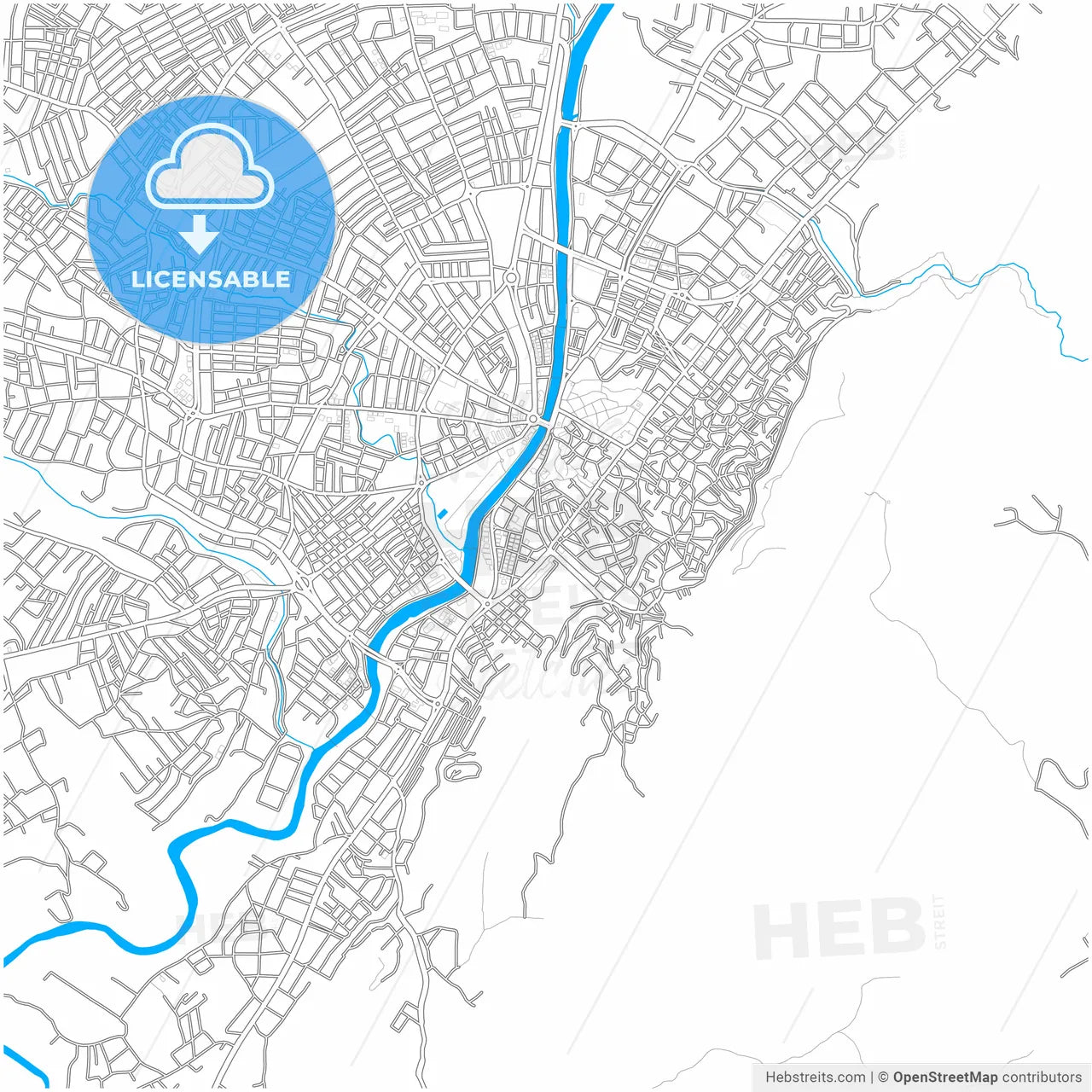 Antakya, Hatay, Turkey, city map with high resolution roads.