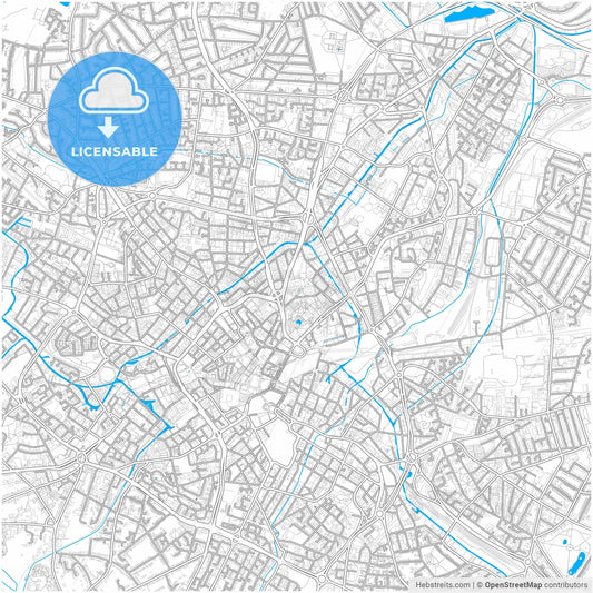 Birmingham, West Midlands, England, city map with high resolution roads.