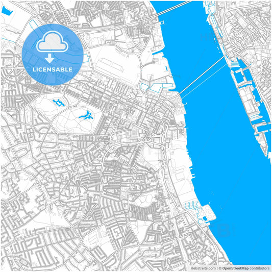 Birkenhead, North West England, England, city map with high resolution roads.