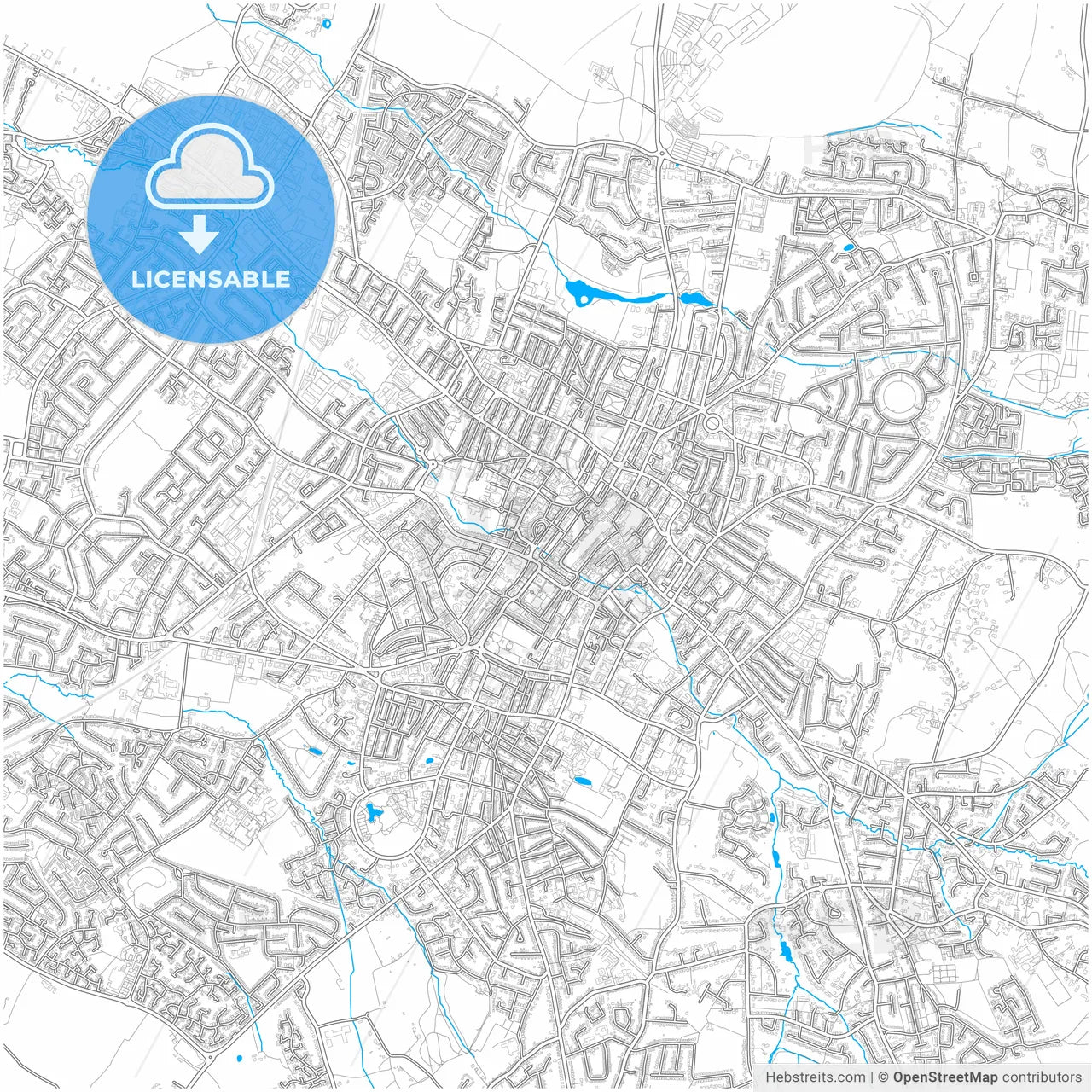 Cheltenham, South West England, England, city map with high resolution roads.