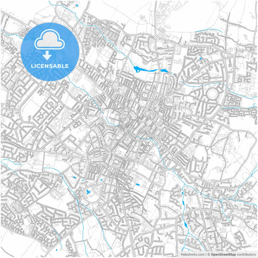 Cheltenham, South West England, England, city map with high resolution roads.