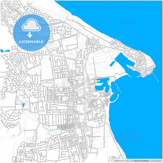 Hartlepool, North East England, England, city map with high resolution roads.