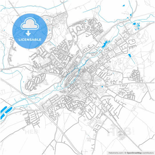 Canterbury, South East England, England, city map with high resolution roads.