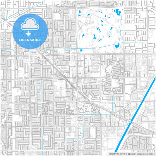 Fountain Valley, California, United States, city map with high resolution roads.
