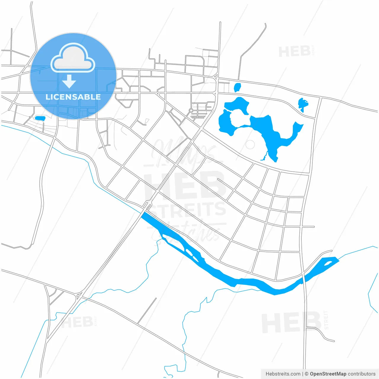 Hezhou, Guangxi, China, city map with high resolution roads.