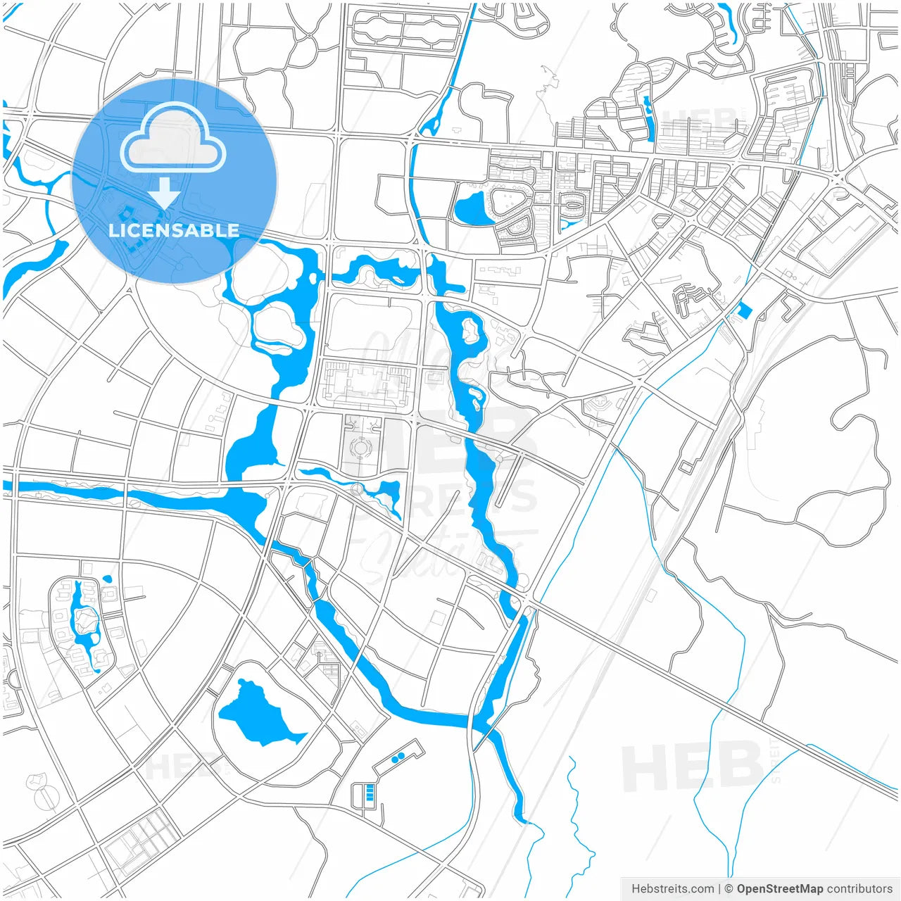 Guilin, Guangxi, China, city map with high resolution roads.