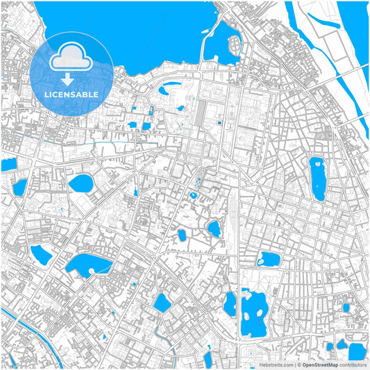 Hanoi, Hà Đông, Hà Tây, Vietnam, city map with high resolution roads.