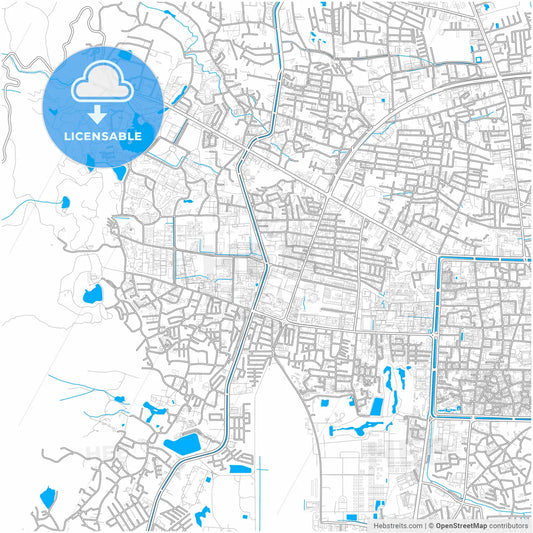 Chiang Mai, Chiang Mai, Thailand, city map with high resolution roads.