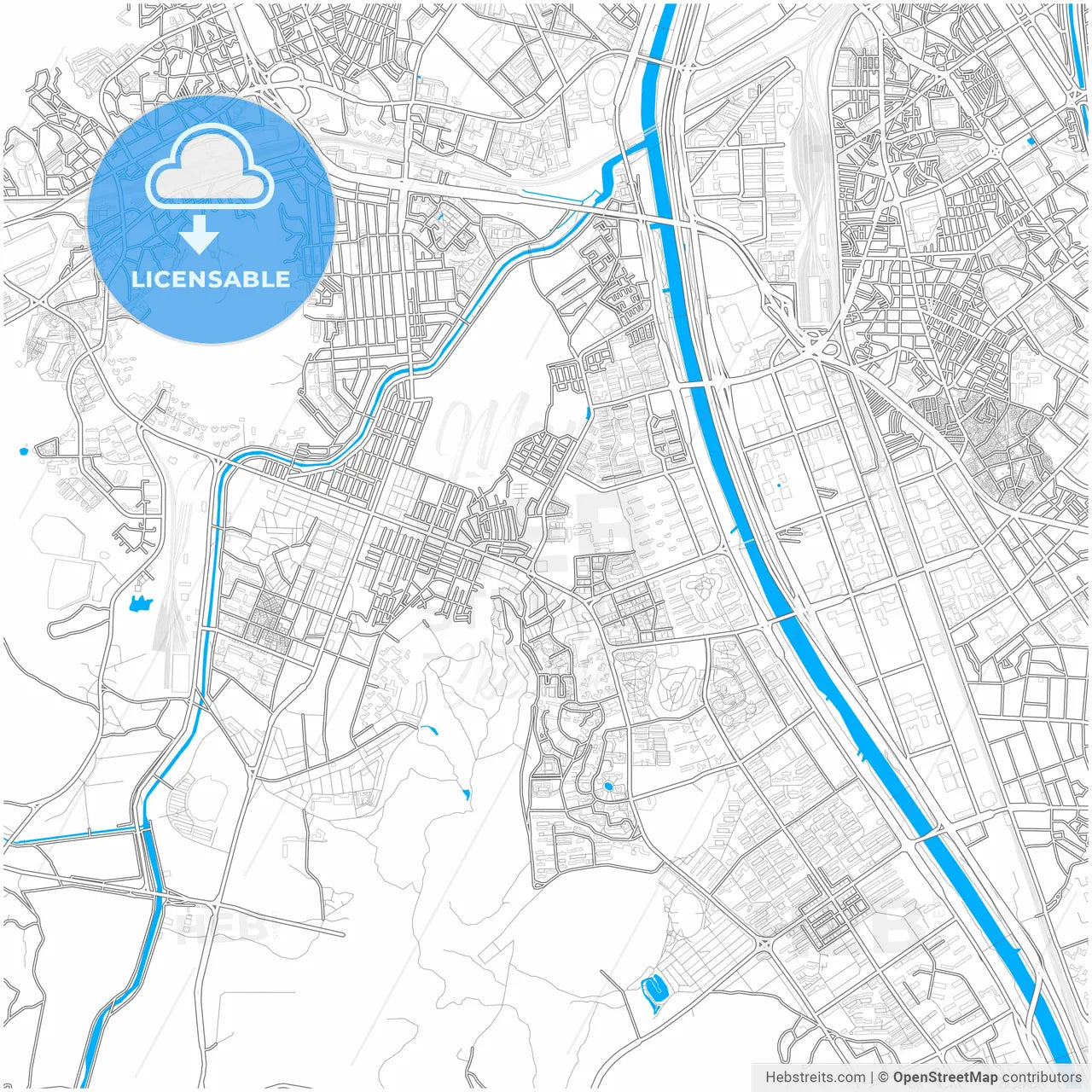 Gwangmyeong, Gyeonggi, South Korea, city map with high resolution roads.