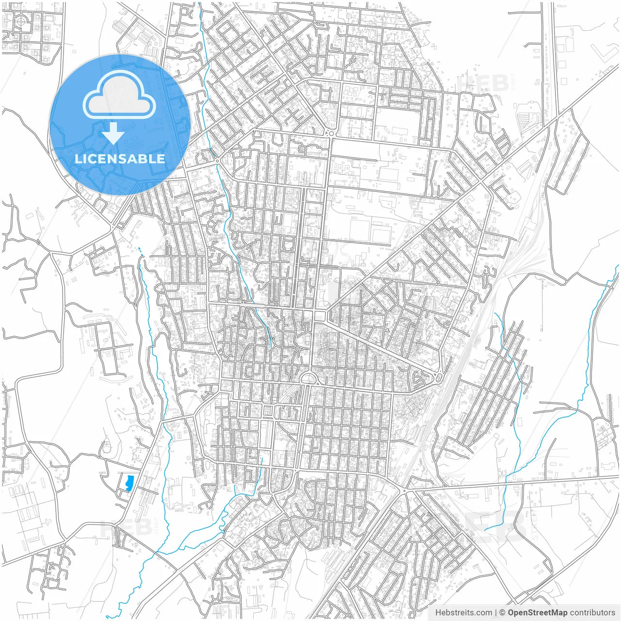 Gyumri, Shirak, Armenia, city map with high resolution roads.