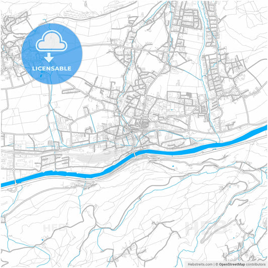 Hall in Tirol, Tyrol, Austria, city map with high resolution roads.