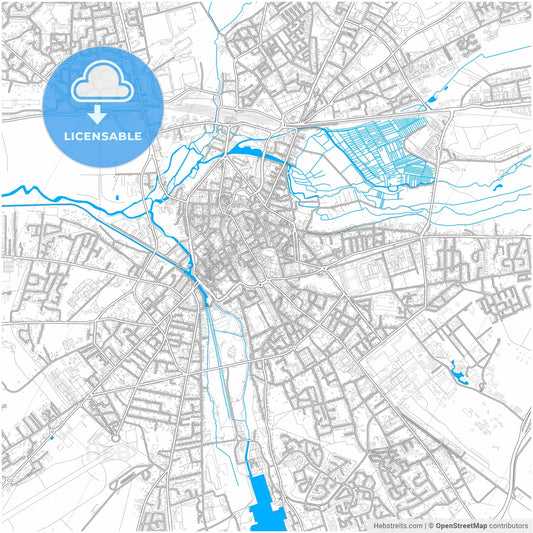 Bourges, Cher, France, city map with high resolution roads.