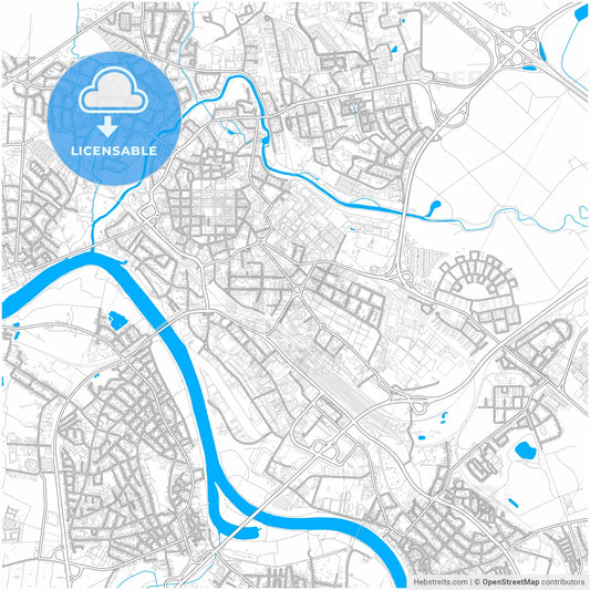 Hanau, Hesse, Germany, city map with high resolution roads.