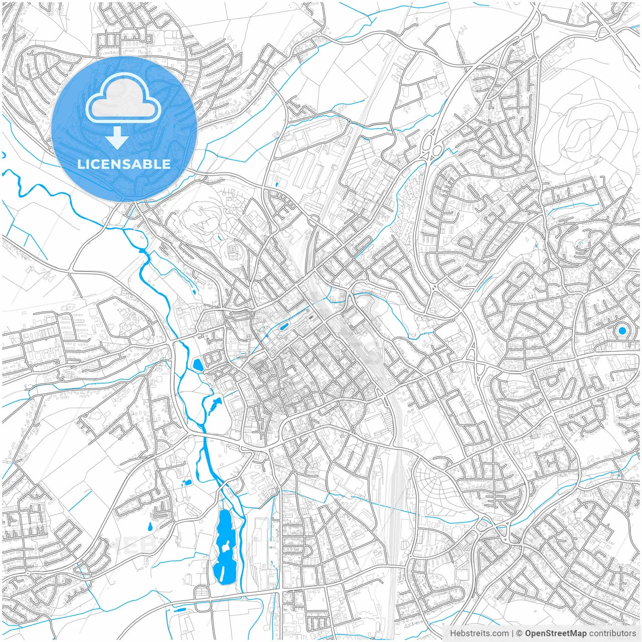 Fulda, Hesse, Germany, city map with high resolution roads.