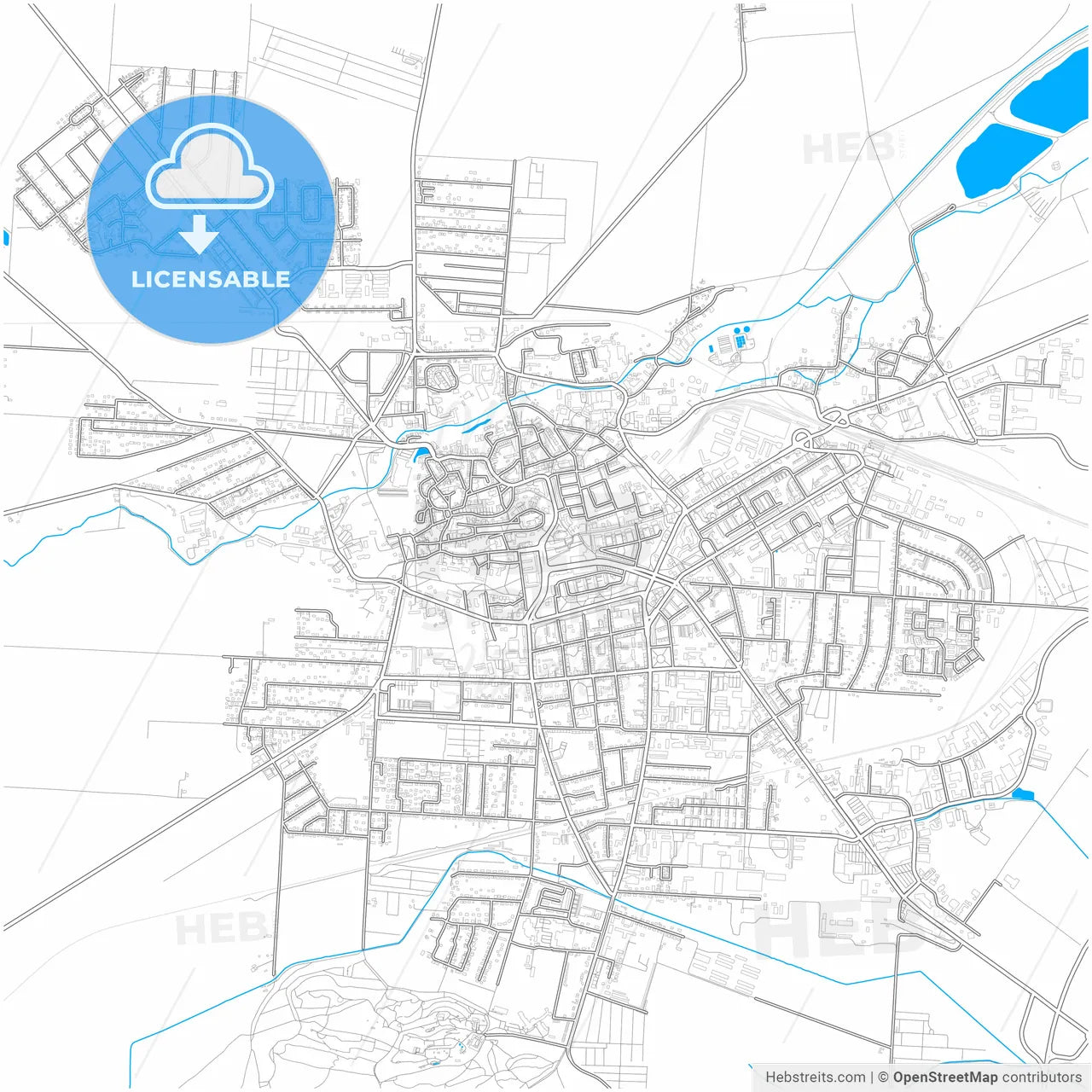 Halberstadt, Saxony-Anhalt, Germany, city map with high resolution roads.