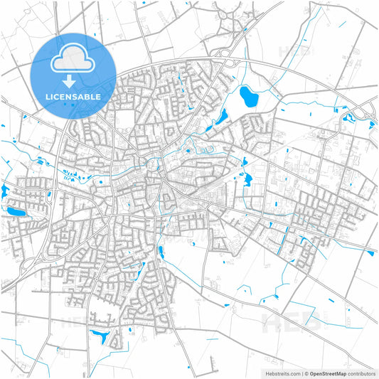 Cloppenburg, Lower Saxony, Germany, city map with high resolution roads.
