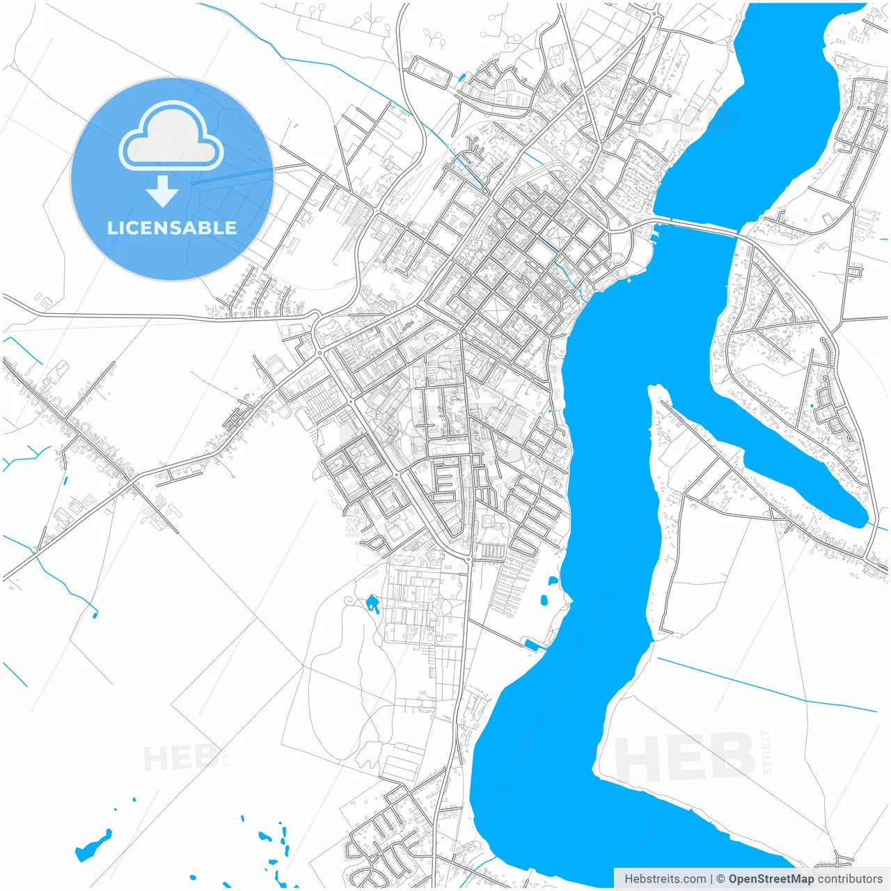Neuruppin, Brandenburg, Germany, city map with high resolution roads.