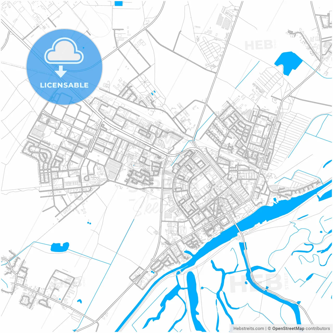 Schwedt/Oder, Brandenburg, Germany, city map with high resolution roads.