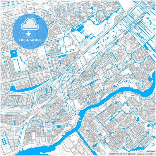 Capelle aan den IJssel, South Holland, Netherlands, city map with high resolution roads.