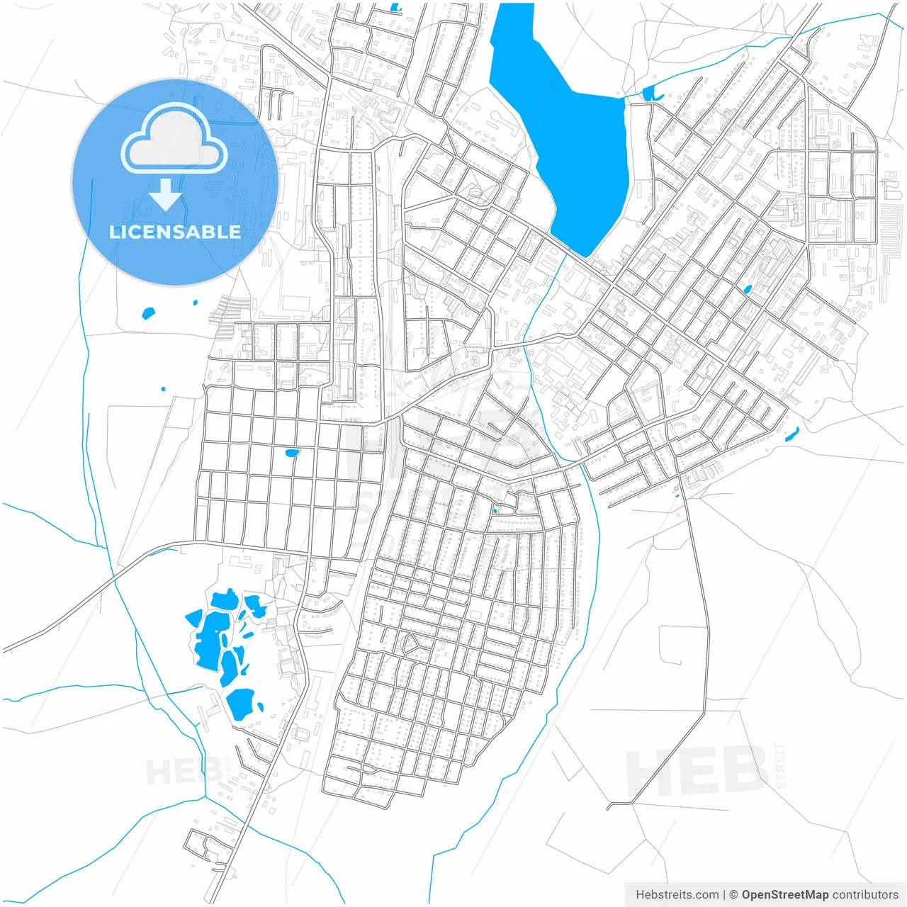 Gus-Khrustalny, Vladimir Oblast, Russia, city map with high resolution roads.