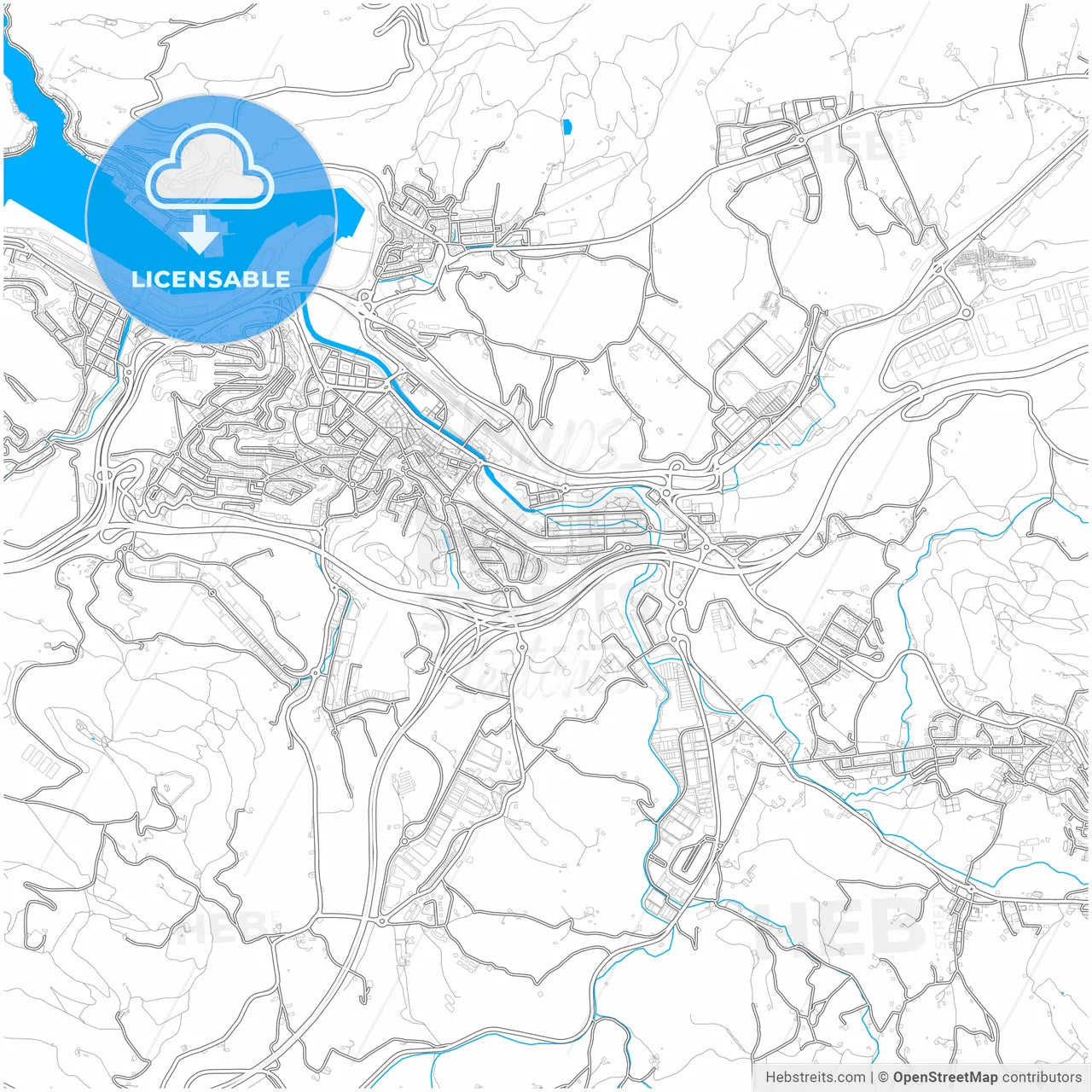 Errenteria, Gipuzkoa, Spain, city map with high resolution roads.