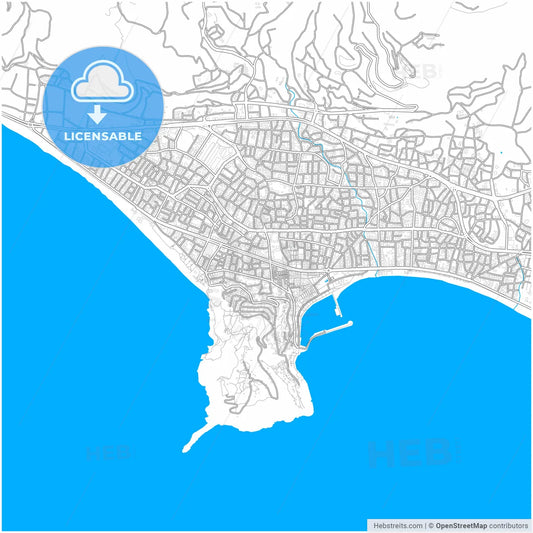 Alanya, Antalya, Turkey, city map with high resolution roads.
