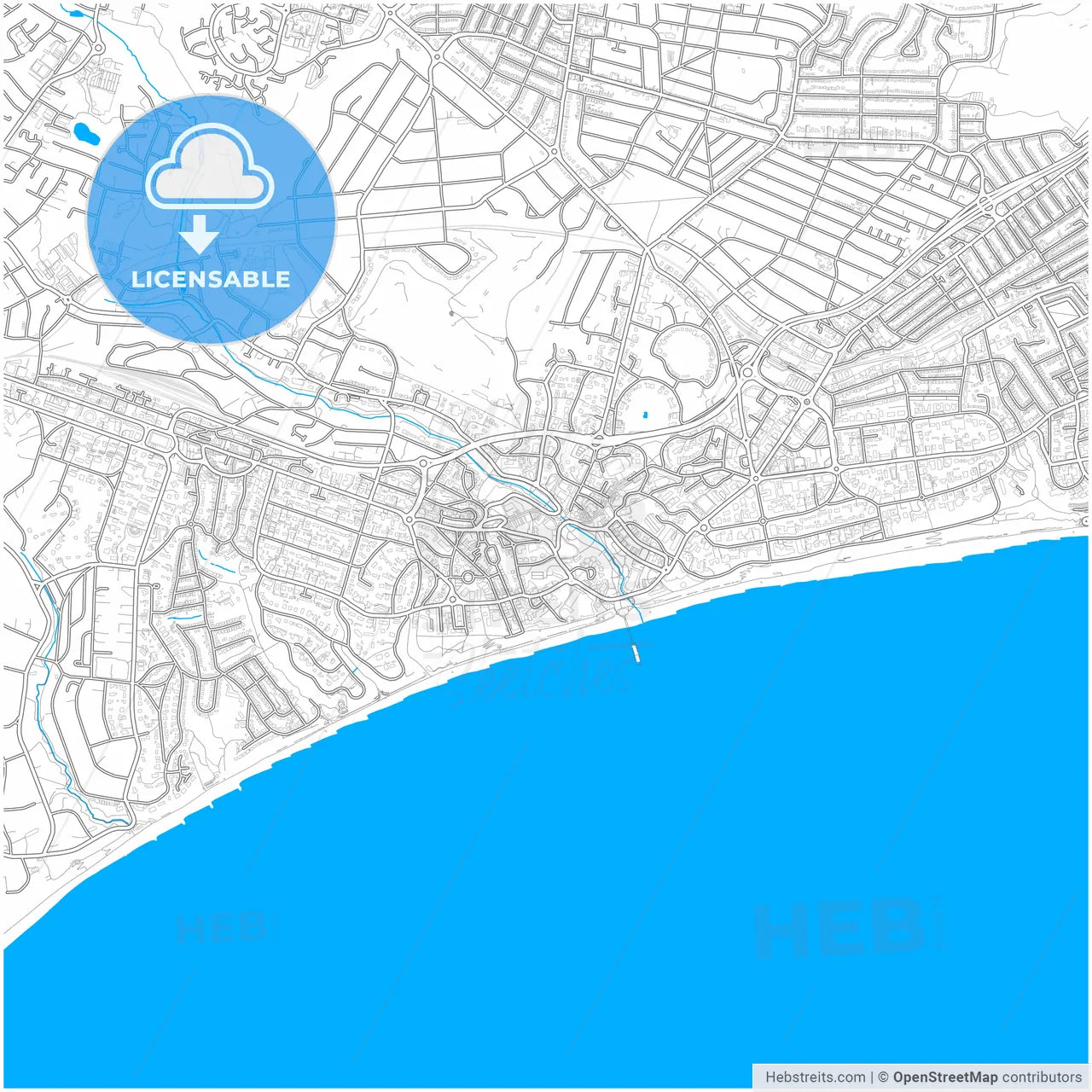 Bournemouth, South West England, England, city map with high resolution roads.