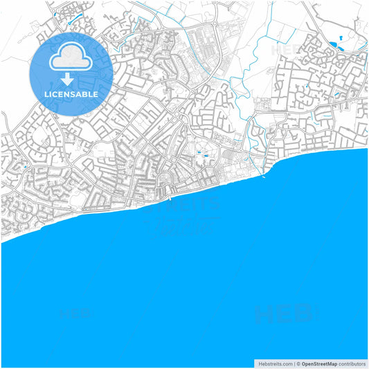 Bognor Regis, South East England, England, city map with high resolution roads.