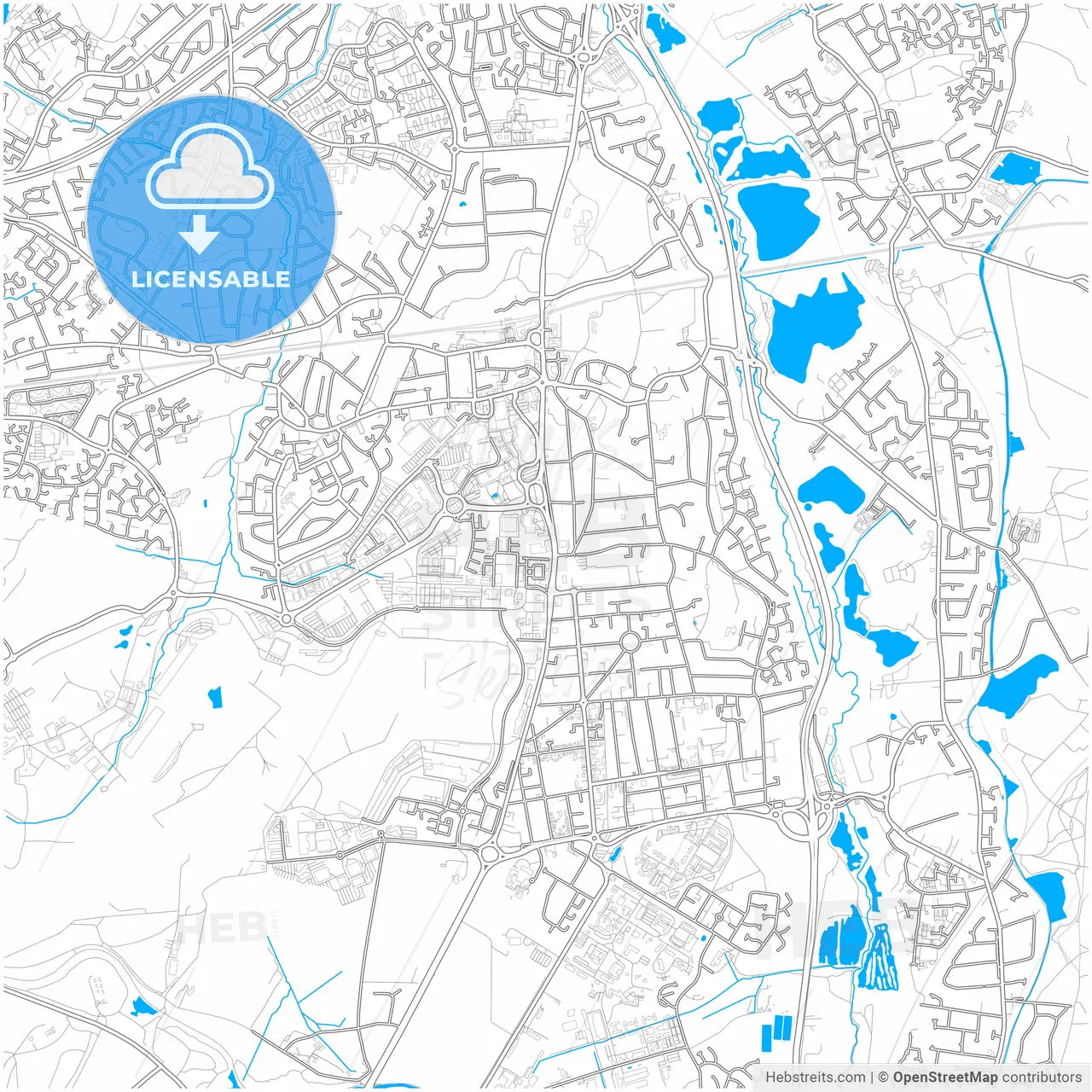 Farnborough, South East England, England, city map with high resolution roads.