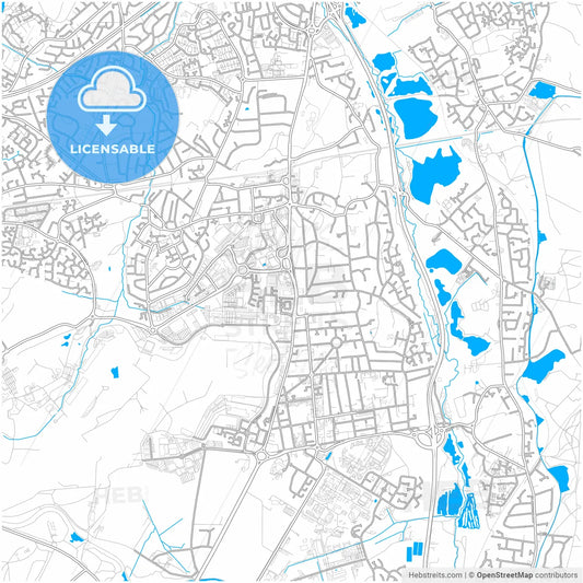 Farnborough, South East England, England, city map with high resolution roads.