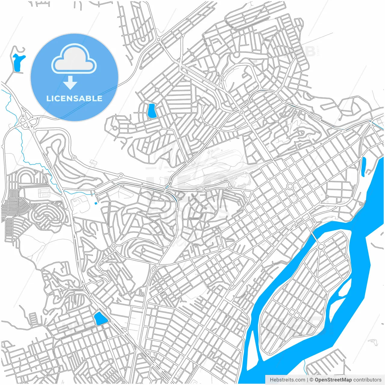 Governador Valadares, Brazil, city map with high resolution roads.