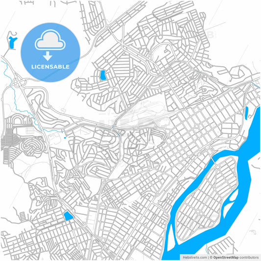 Governador Valadares, Brazil, city map with high resolution roads.