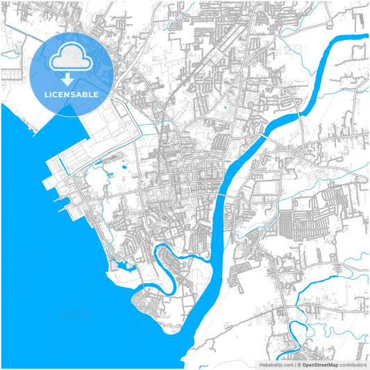 Batangas City, Batangas, Philippines, city map with high resolution roads.