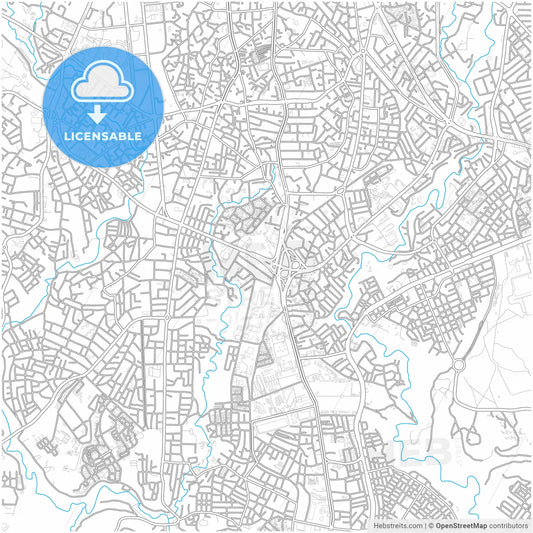Addis Ababa, Ethiopia, city map with high resolution roads.